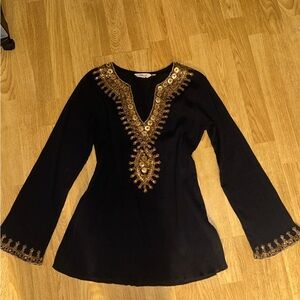 Black Tunic with Gold Accents